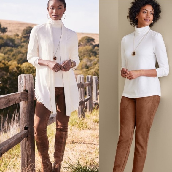 Soft Surroundings Brown Faux Suede Pull-On Leggings - 3X - Picture 2 of 6